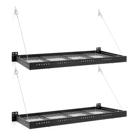 NEWAGE PRODUCTS Pro Series 2' x 4' Wall Mounted Steel Shelf, Black, 2PK 40410